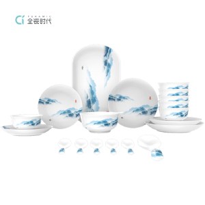 全瓷时代 诗意山水套装 LC-CJL12 陶瓷碗餐具饭碗陶瓷碟子鱼盘子勺子大面汤碗