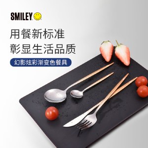 SMILEY 幻影炫彩渐变色餐具双件套装 SY-CJ2004 餐刀叉圆汤匙小勺子