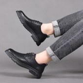 寒丝琪 男鞋男士商务休闲皮鞋真皮工装鞋子潮流韩版时尚板鞋 PZ3036