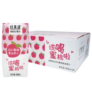 佳果源100%蜜桃复合果汁 200ml*24盒 整箱装饮料蜜桃汁