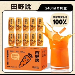田野说100%原浆胡萝卜汁（标准装）248ml*10盒