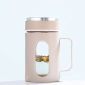 【9.9专区】佐禧佑福办公室把手杯双层隔热塑壳玻璃水杯子花茶礼品水杯