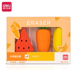 得力（deli）3块水果橡皮擦中考高考文具 创意立体造型儿童卡通橡皮 易擦少屑小学生橡皮
