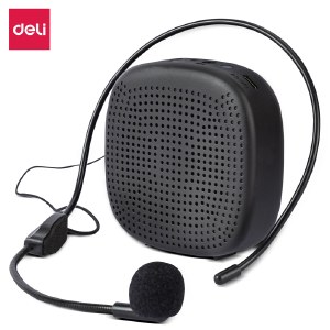 得力（deli）便携数码小蜜蜂扩音器教师专用大功率扩音教学专用导游扩音器 教学套装便携扩音器 51053 黑色
