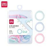 得力（deli）活页装订扣环彩色塑料活页圈书环相册活页圈卡片圈钥匙开口圈活页本环扣 22mm 25枚/盒 混TA865
