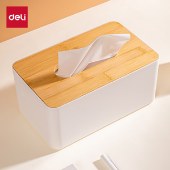 得力（deli）纸巾盒抽纸盒家用客厅餐厅茶几北欧简约多功能创意遥控器收纳 轻奢木盖纸巾盒