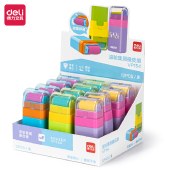 得力（deli）经典滚轮橡皮擦 聚屑易擦 学生考试美术绘图素描橡皮 开学文具 颜色随机【12块/盒】VP154