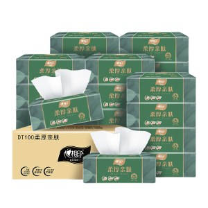心相印柔厚亲肤三层100抽18包塑装纸面DT100（箱装）A0000251