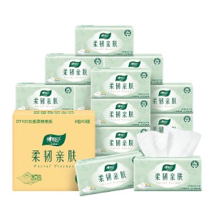 心相印云感柔韧亲肤三层100抽18包塑装抽纸（6包*3提）DT100（箱装）A0002417
