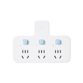 公牛 吸塑装品字形晴空蓝一转多转换器 GN-98033 一转三分控开关插座插排插头