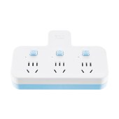 公牛 吸塑装品字形晴空蓝一转多转换器 GN-98033 一转三分控开关插座插排插头