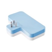 公牛 吸塑装品字形晴空蓝一转多转换器 GN-98033 一转三分控开关插座插排插头