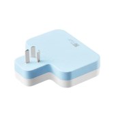 公牛 吸塑装晴空蓝品字形一转多转换器 98023 一转二分控转接头插排插座转换插头