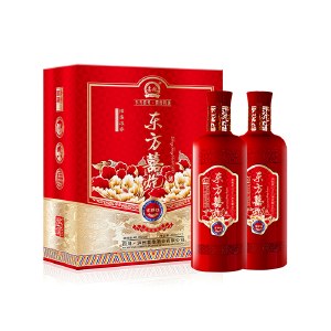 东方喜炮★吉祥红40.8度 双支豪华礼盒装 整箱6支装 浓香型白酒