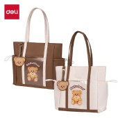 得力（deli）黄油小熊补习袋可爱简约卡通多功能手提购物袋拎书带  男女孩礼物HY707【颜色随机】】