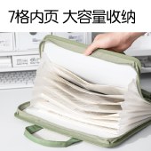 得力（deli）A4/7格横版布质风琴包多层文件夹试卷收纳袋 文件袋资料手提包资料册 办公学习PM339蓝色