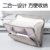 得力（deli）A4/7格横版布质风琴包多层文件夹试卷收纳袋 文件袋资料手提包资料册 办公学习PM339蓝色