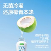 植物宇宙100%椰子水果汁椰青椰子水350ml/瓶