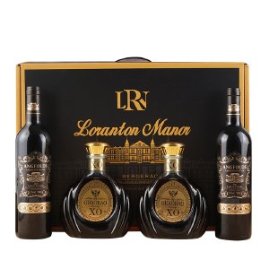 【4支礼盒装】昂富庄园佩顿城堡干红葡萄酒750ml*2+古澳堡XO白兰地500ml*2 节日礼盒