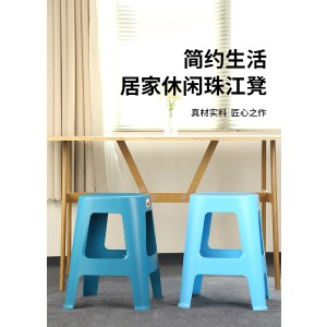 珠江牌塑料凳子家用加厚简约高凳餐桌板凳方凳商用凳子餐厅椅子【1张装】