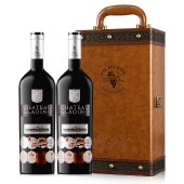 法国原瓶进口卡地亚克城堡干红葡萄酒礼盒装【750ml*2瓶+精美皮盒】