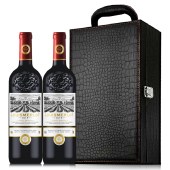 法国进口路易美露窖藏干红葡萄酒双支装【750ml*2瓶+精美皮盒】
