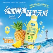 粤盐生态海盐菠萝饮料300ml/瓶 酸甜可口 解渴果汁饮料 6瓶/组／15瓶/箱