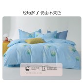 水星家纺（新花韵浅梦）四件套 全棉印花套件床单被套枕套 床上用品
