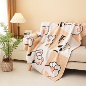 唐纳家纺雪花绒提花毯-萌爪百变TN-BK24039 110cm*145cm 午睡毯沙发毯子空调毯盖毯毛毯