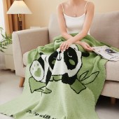唐纳家纺雪花绒提花毯-竹上萌友TN-BK24042 110cm*145cm 午睡毯沙发毯子空调毯盖毯毛毯