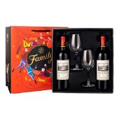 昂富庄园·威斯曼干红葡萄酒750ml*2支礼盒装 配2只红酒杯高脚杯玻璃杯