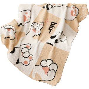 唐纳家纺雪花绒提花毯-萌爪百变TN-BK24039 110cm*145cm 午睡毯沙发毯子空调毯盖毯毛毯