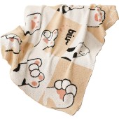 唐纳家纺雪花绒提花毯-萌爪百变TN-BK24039 110cm*145cm 午睡毯沙发毯子空调毯盖毯毛毯