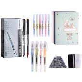 白雪文具 65件组合装 走珠笔钢笔荧光笔墨囊缝线本笔记本子笔筒学习文具大礼包