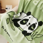 唐纳家纺雪花绒提花毯-竹上萌友TN-BK24042 110cm*145cm 午睡毯沙发毯子空调毯盖毯毛毯