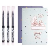 白雪文具10支速干子弹头直液式走珠笔+2本A5缝线本笔记本子组合中性笔速干签字笔学习文具