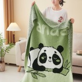 唐纳家纺雪花绒提花毯-竹上萌友TN-BK24042 110cm*145cm 午睡毯沙发毯子空调毯盖毯毛毯