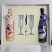 【送杯子】槿漫半甜白+甜红礼盒2支装 智利原瓶进口红酒 雷司令半甜白赤霞珠佳美娜美乐混酿甜红葡萄酒 750ML*2瓶/盒