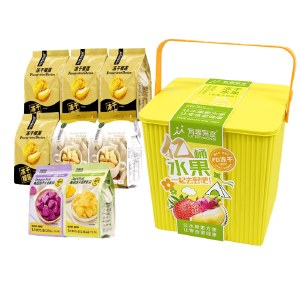有零有食-232g福运满满水果礼（8袋冻干水果收纳桶装）-黄桶 冻干果干零食桶