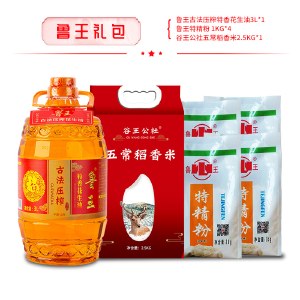 鲁王 米面油礼包D 粮油大米食用油小麦粉面粉大礼包