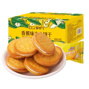 刻凡 香蕉味夹心饼干300g 办公室小零嘴下午茶饼干糕点心零食品